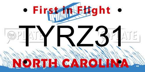 TYRZ31 North Carolina License Plate