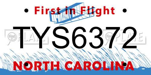 TYS6372 North Carolina License Plate