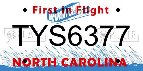 TYS6377 North Carolina License Plate