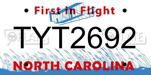 TYT2692 North Carolina License Plate