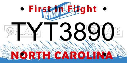 TYT3890 North Carolina License Plate