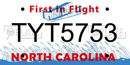 TYT5753 North Carolina License Plate
