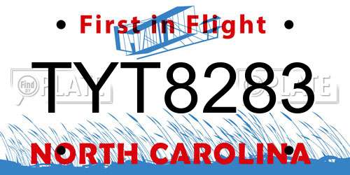 TYT8283 North Carolina License Plate