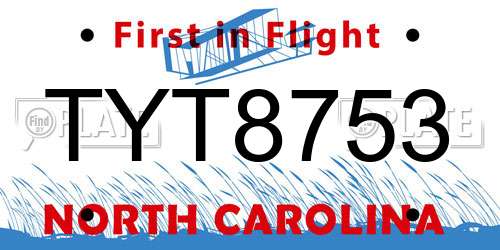TYT8753 North Carolina License Plate