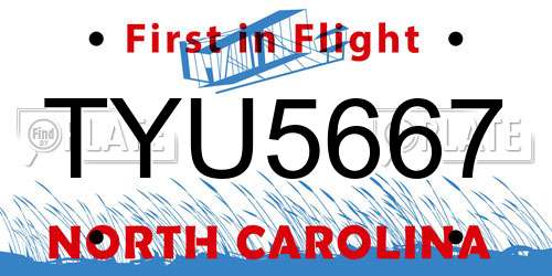 TYU5667 North Carolina License Plate