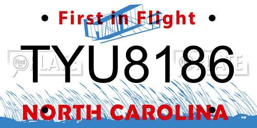 TYU8186 North Carolina License Plate