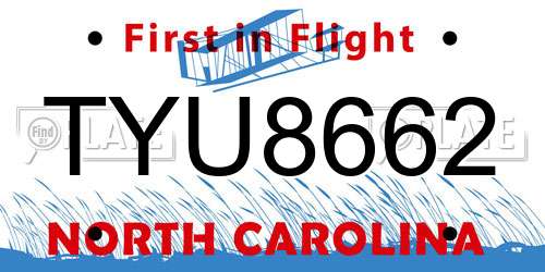 TYU8662 North Carolina License Plate