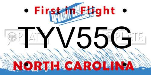 TYV55G North Carolina License Plate