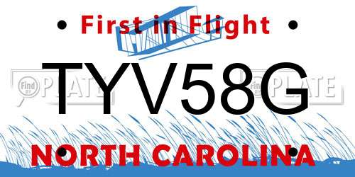 TYV58G North Carolina License Plate