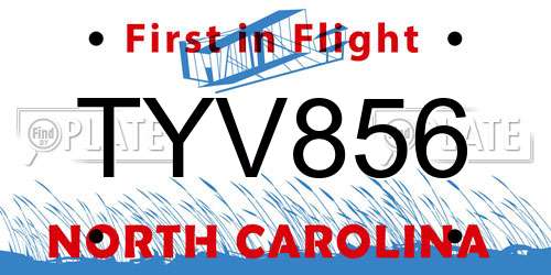 TYV856 North Carolina License Plate