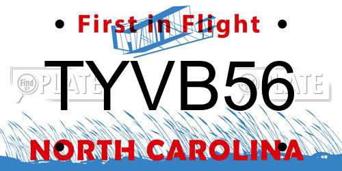 TYVB56 North Carolina License Plate