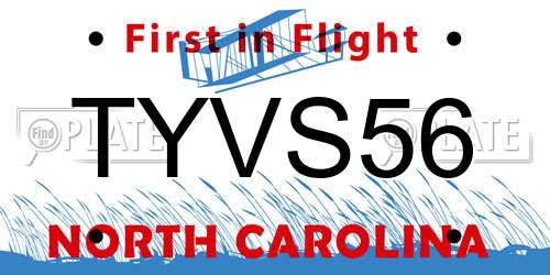 TYVS56 North Carolina License Plate