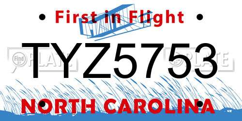TYZ5753 North Carolina License Plate