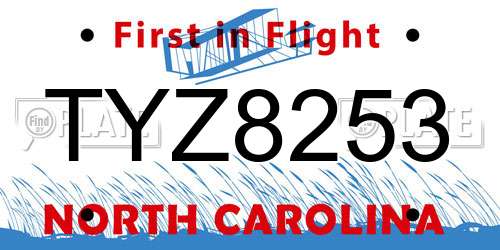 TYZ8253 North Carolina License Plate
