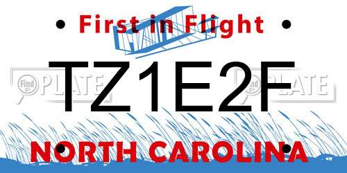 TZ1E2F North Carolina License Plate