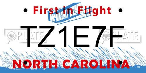 TZ1E7F North Carolina License Plate