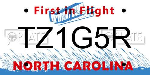 TZ1G5R North Carolina License Plate
