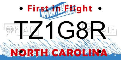 TZ1G8R North Carolina License Plate