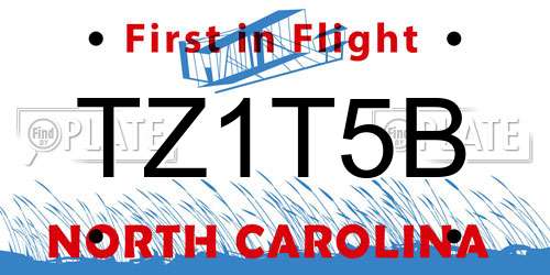 TZ1T5B North Carolina License Plate