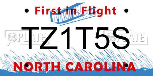 TZ1T5S North Carolina License Plate