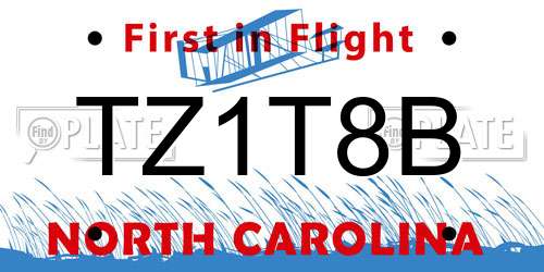 TZ1T8B North Carolina License Plate