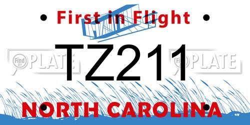 TZ211 North Carolina License Plate