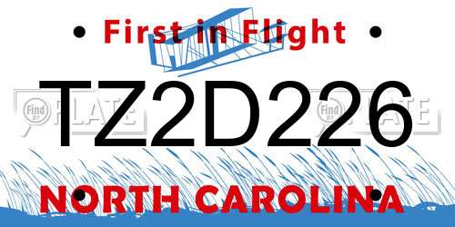 TZ2D226 North Carolina License Plate