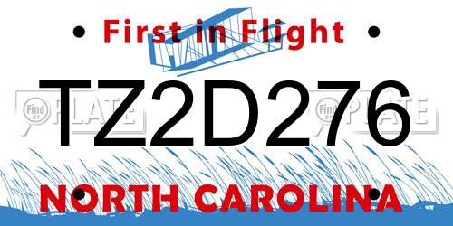 TZ2D276 North Carolina License Plate