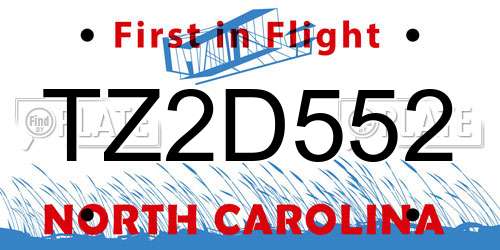TZ2D552 North Carolina License Plate
