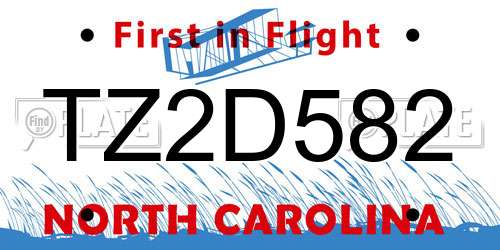 TZ2D582 North Carolina License Plate