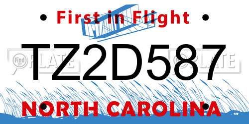 TZ2D587 North Carolina License Plate