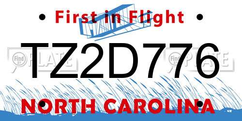 TZ2D776 North Carolina License Plate
