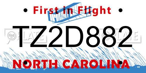 TZ2D882 North Carolina License Plate