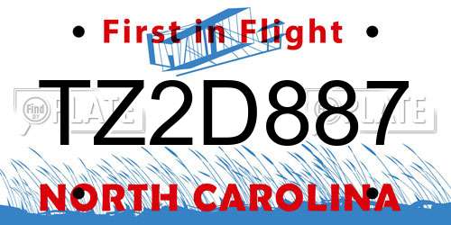 TZ2D887 North Carolina License Plate