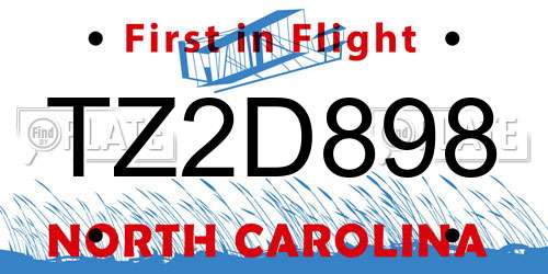 TZ2D898 North Carolina License Plate