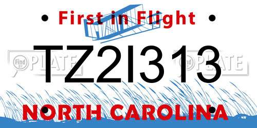 TZ2I313 North Carolina License Plate