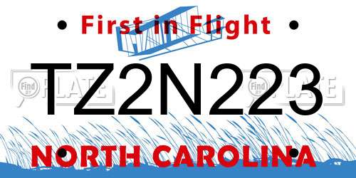 TZ2N223 North Carolina License Plate