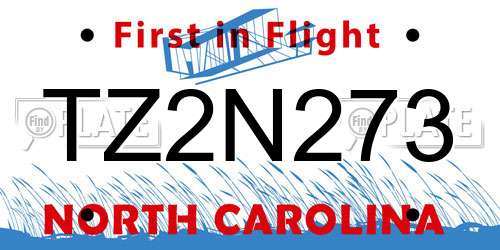 TZ2N273 North Carolina License Plate