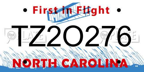 TZ2O276 North Carolina License Plate
