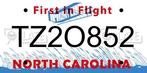 TZ2O852 North Carolina License Plate