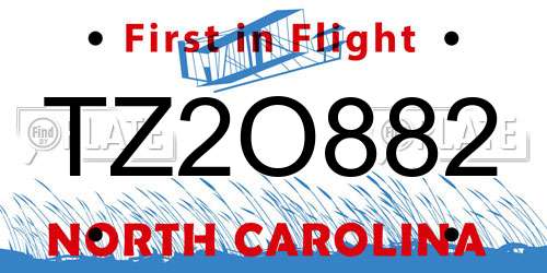 TZ2O882 North Carolina License Plate