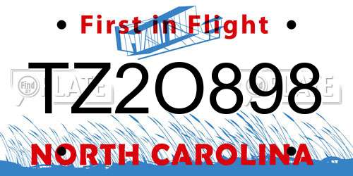 TZ2O898 North Carolina License Plate