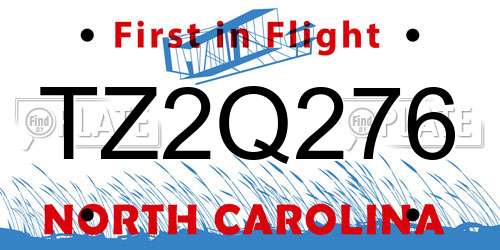 TZ2Q276 North Carolina License Plate