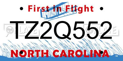 TZ2Q552 North Carolina License Plate