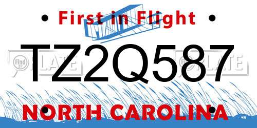 TZ2Q587 North Carolina License Plate