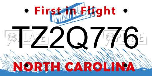TZ2Q776 North Carolina License Plate