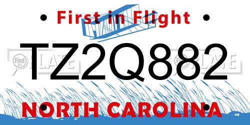 TZ2Q882 North Carolina License Plate