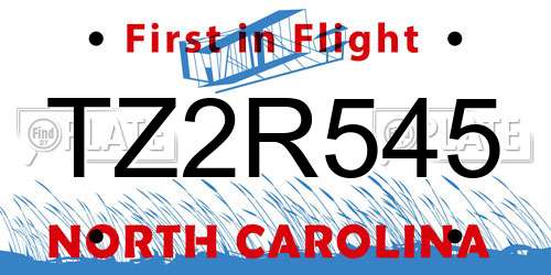 TZ2R545 North Carolina License Plate