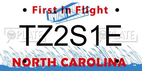 TZ2S1E North Carolina License Plate