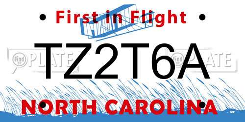 TZ2T6A North Carolina License Plate